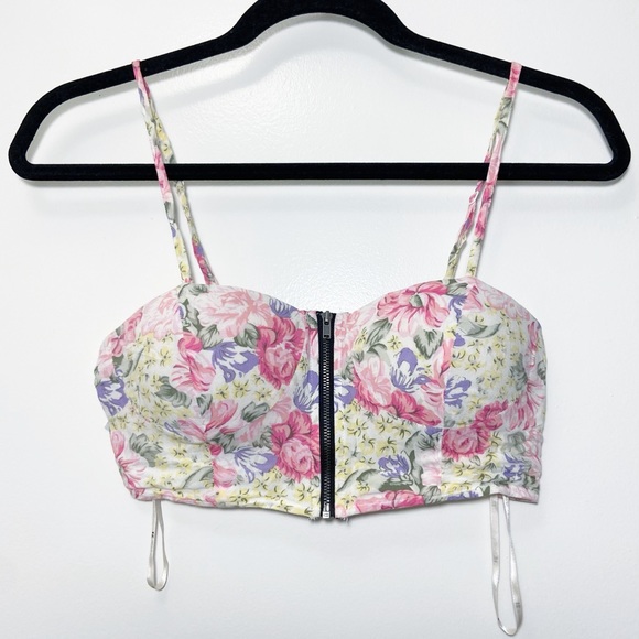 Forever 21 Floral Zip Up Bralette Padded Medium - Picture 7 of 7